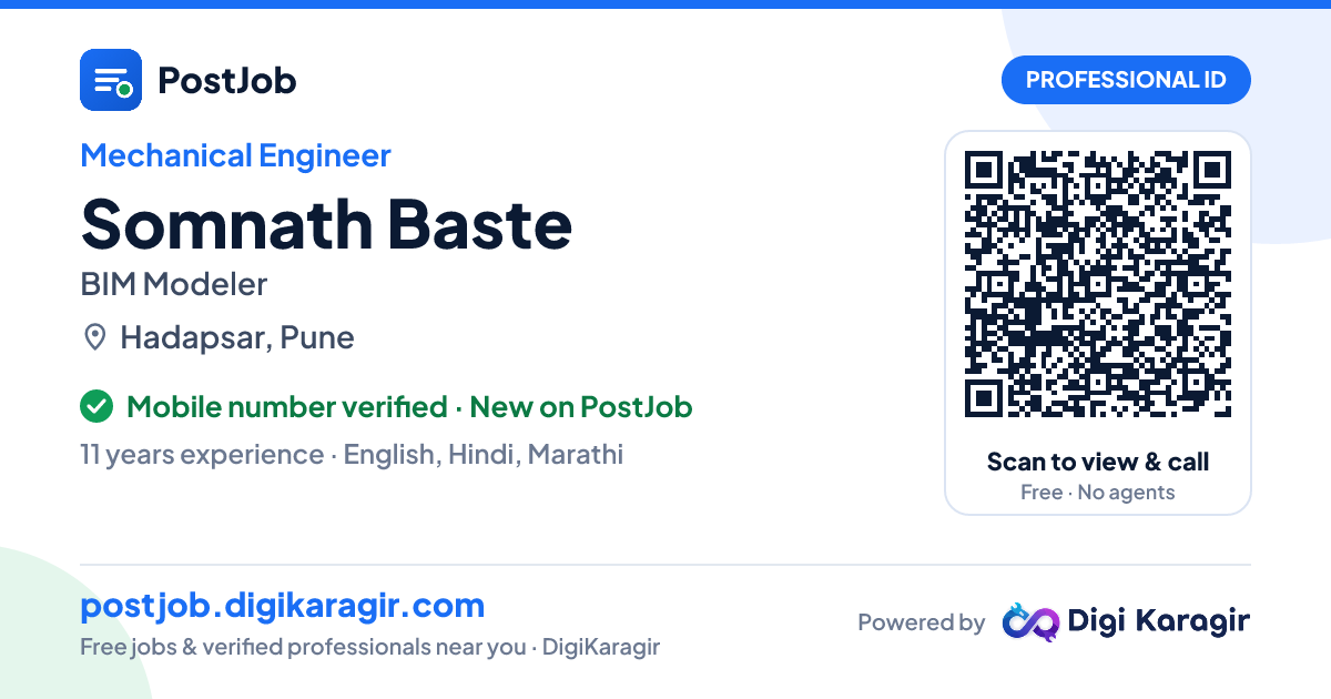 Professional ID of Somnath Baste, Mechanical Engineer — with QR code